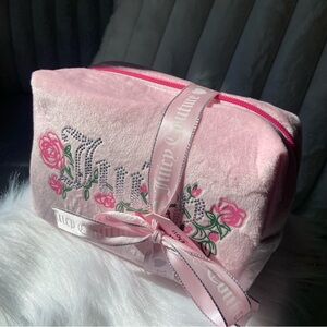 Juicy Couture Makeup Bag/ Pink Flower Cosmetic Travel Bag - Pink Toiletries Bag